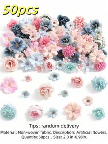 50 piezas de flores y rosas artificiales (2,3 cm - 7,9 cm) - Ideal para bodas, decoración del Día de San Valentín, decoración del hogar, centros de mesa para fiestas, coronas, decoración de mesas, adornos de ropa, fiestas, bodas, aniversarios, centros de mesa - Multicolor - Ver 15