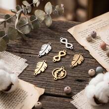 10 Pcs 304 Stainless Steel 18K Gold Plated Hollow Out Double Hole Connectors With Multiple Styles Of Infinity Symbol/Lips/Feather/Heart Paw Print, DIY Accessories For Necklace & Bracelet Making - Connector - View 4