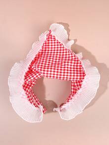 1pc Plaid Headband, Triangular Scarf Headwrap, French Country Style Lace Decor Casual Headband, Suitable For Various Occasions, Hair Band, Hair Scrunchie, Gift For Teenagers - Multicolor - View 5