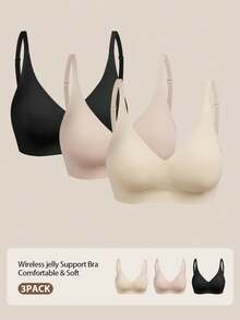 3pcs/Set Wireless Jelly Bra, Comfortable & Soft Women Fashion Bra - Multicolor - View 4