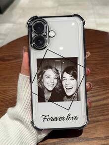 1 Personalized Customized Photo Name Text Anti Drop Transparent Black Full Border Phone Case, Compatible With IPhone 17/Air/17pro/17promax/16/16pro/16plus/16promax/15/14/13/12/11 And Other Models, Suitable For Giving As A Gift To Friends - Black - View 7