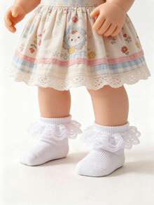 5/1 Pair Newborn Baby Girl White Lace Ruffle Socks Breathable Princess Style Pleated Socks Suitable For Newborns And Toddlers - Multicolor - View 8