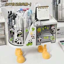 1pc Large Capacity Transparent Rotating Pen Holder, Desktop Stationery Storage Box, Rotating Storage Box, Desktop Storage Rack, Large Capacity Office Supplies Storage Box, Pen Holder, Workstation Accountant Manual/Folder. Suitable For Storing Office Supplies, Learning Supplies, Desktop Accessories, Etc., Is A Must-Have For The Back-To-School Season, And Also Essential For Students And Teachers. - A - View 3
