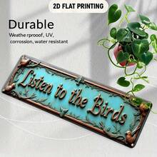 1pc Vintage Turquoise Green & Gold Decorated "Listen To The Birds" Metal Wall Decor Sign, Rustic Farmhouse Decor With Leaf Branches And Bird Letters - Includes Easy Installation Hardware, Suitable For Home, Office, Cafe, Christmas And Housewarming Gifts - Durable Art Panel, Soft Green And Gold Tones, Vintage Room Decor, 2D Flat, Perfect For Room Decoration - A - View 5
