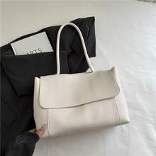 Bolso de mano moderno y versátil para mujer, estilo casual elegante con un toque de alta gama, bolso de hombro estiloso ideal para ir de compras, bolso tote texturizado de gran capacidad, nuevo modelo de verano 2026, bolso de axila, diseño exclusivo, bolso de hombro sencillo. - Marrón - Ver 9