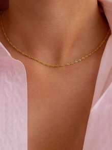 Nooxian Collar de cadena minimalista - Amarillo Oro 6 - Ver 6