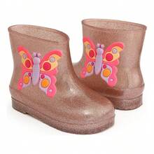 Girls' Mid-Calf Butterfly Rain Boots - Bronce - Ver 4