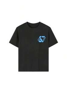 Summer Short-Sleeved T-Shirt For Boys, "67" With A Fun Digital Design. Suitable For Casual Wear, School, And Everyday Wear. - Hitam - View 6