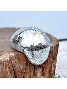 Melting Style Disco Ball Ornament, Asymmetric Mosaic Mirror Disco Ball Sculpture, Silver Pink Green Multicolor Reflective Desktop Decor, Qixi Festival Gift, Retro Luxury Room Decoration Home Bar Party Wedding Tabletop Decor Gift - Multicolor - View 3