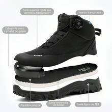 Botas industriales hombre, botas damas con casquillo,tenis industriales para mujer, botas tacticas impermeables, puntera de acero, planta de Kevlar, suela multifuncional, antideslizantes y resistentes a los pinchazos. Adecuadas para trabajadores de la construcción, personal de almacén, entornos de trabajo y actividades al aire libre. - Negro - Ver 5
