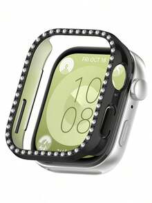 1件裝黑色閃亮單排水鑽手錶殼，相容於 Watch Fit 3 與 Fit4/4pro，亮麗耀眼時尚智慧手錶保護殼，優雅迷人閃亮手錶殼配件，高貴奢華亮面手錶殼保護殼，時尚精緻手錶殼裝飾，適合女性的奢華閃亮手錶殼保護殼，送給女友、朋友與家人的完美禮物，適用於派對、日常外出、旅行、約會等場合 - 黑色 - 查看 2