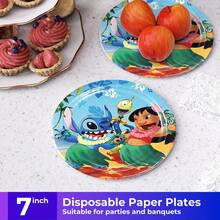 Lilo & Stitch Disposable Party Tableware Set, Cartoon Character Printed Thick Paper Plates, Bowls, Napkins, Bulk Packaging, Suitable For Birthday Party, Hawaiian Theme Gathering, Tropical Party Supplies - Multicolor - View 7