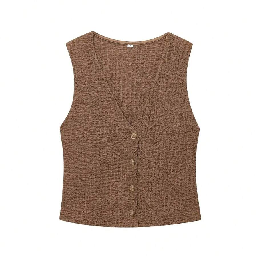 MUJER Conjuntos de pantalones para mujer, conjuntos de pantalones texturizados de cintura alta para mujer, chaleco sin mangas de 2 piezas, conjunto de mujer, conjuntos de trajes para mujer - los 2 primeros - Ver 1