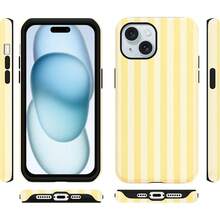 Sommerliche gestreifte Handyhülle für das iPhone15 ,, mit einem schönen sommerlichen gelb gestreiften Design, geeignet für Mädchen, Schutzhülle, doppelschichtige stoßfeste bunte Silikon-TPU-Handyhülle. - Weiß 8 - Übersicht 6