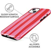 Gestreifte Handyhülle geeignet für iPhone 15 ,, mit einem attraktiven Streifenmuster für Mädchen und Frauen, dünne Silikon + PC stoßfeste und kratzfeste Schutzhülle, mit roten und grünen Streifen. - Weiß 7 - Übersicht 6
