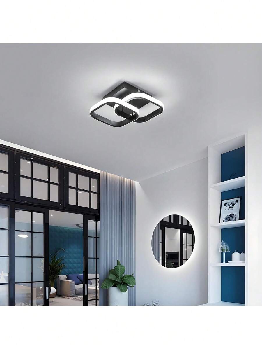 LED Ceiling Light, Modern Square Energy-Efficient LED Ceiling Light, 22W LED Ceiling Light For Hallway, Office, Bedroom, Kitchen, Living Room. - Black - View 1
