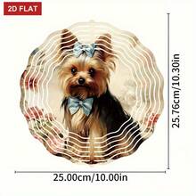 2D 约克夏梗犬与花朵金属风车 - 10 英寸花园装饰,风力驱动,带 360° 旋转挂钩,无需用电,适合庭院、草坪、户外装饰,全年适用,是圣诞节、新年、万圣节的理想礼物(不含吊坠),款式随机。 - A - 查看 3