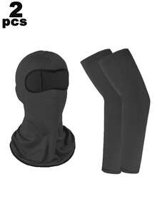 2pcs/Set Face Mask & Arm Sleeves, Outdoor Windproof Dustproof Face Cover, Quick-Dry Breathable Sun Protection Sleeve Set For Summer Sports - A - View 4