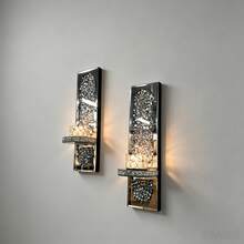 2pcs Candle Wall Lamps, 2 Small Gold Candlesticks As A Gift, Gorgeous Silver Mirrored Wall Lamps For Home Use, Suitable For Living Rooms And Dining Rooms, Glass Candlestick Wall Decorations, Ideal For Easter Decorations, Mother's Day Decorations, And Party Atmosphere Lighting - 定制滿鑽銀 - 查看 3