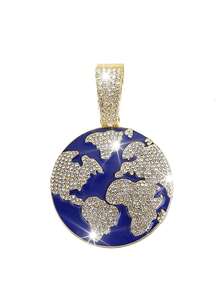 1 buah Kalung Liontin Bumi Kreatif Bertabur Berlian Sepenuhnya dari Paduan Logam, Perhiasan Unik Cocok untuk Pemakaian Sehari-hari Pria dan Wanita - Kalung Liontin Bumi - View 18