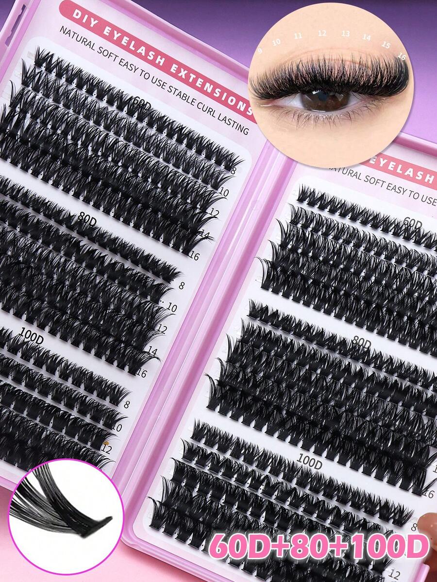Large Capacity Eyelash Book, 540 Clusters D-Curl Natural Curl Eyelash Extensions, Fluffy And Dense Individual False Eyelashes, Wholesale Thick And Curly False Eyelashes, Soft And Lightweight, Suitable For Parties, Nightclubs, Daily Work, Meetings And Other Occasions, 3D Faux Mink False Eyelashes - D - View 1
