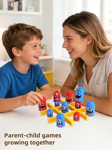 Juego de Apilar Tic Tac Toe, Juego de Mesa Interactivo para 2 Jugadores con Piezas de Personajes Divertidos, Juego de Estrategia Clásico Familiar para Niños & Adultos, Juego Educativo de Ceros y Cruces para Noche Familiar & Fiesta - Multicolor - Ver 11