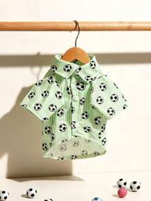 LUCKIE PAL 1pc World Cup Football Print Dog Pajamas, Casual Fashionable Pet Shirt With Buttons, Suitable For Cats And Dogs Indoor And Outdoor - Green - View 13