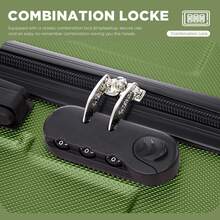 YONSLY 16 Inch Suitcase With Detachable Wheels 360° Combination Lock Double Zipper Soft Rubber Handle Trolley Travel Suitcase For Vacation - 橄欖綠 - 查看 4