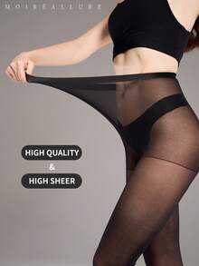 1 par de medias básicas de unicolor adecuadas para la vida diaria de MOIRÉALLURE - Negro - Ver 6