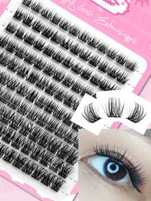 Waloshow 3D Natural Cluster False Eyelashes, 0.07mm Thick, 10-16mm Long, Mixed Set, 10 Rows D-Curl, Ultra-Lightweight Segmented False Lashes, Comfortable Wear, DIY Handmade, Easy To Create Delicate Eye Makeup, Suitable For Various Occasions Such As Parties, Daily Travel, Etc. Eyelash Cluster, False Eyelashes, Individual False Lashes, Fake Eyelashes - D - View 5
