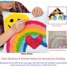 GREBSTK Hook Kit Throw Pillow Cover Sofa Cushion Cover & Pattern Paint 16X16 Inch - 1 - View 6
