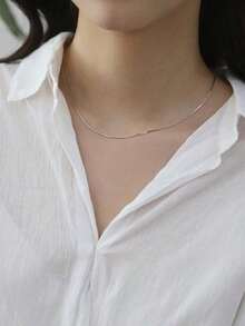 Nooxian Minimalist Chain Necklace - Silver - View 4