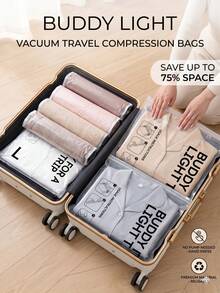 旅行必備真空收納袋，旅行真空收納袋，省空間行李打包袋，衣物、內衣與臥室收納必備 - 透明字母 - 查看 4