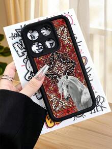 1 Piece Phone Case With A White Horse Design On An Ornamental Carpet Background In Red And Gold Tones, Classic And Elegant Style Ideal For Lovers Of Traditional Art And Sophistication, Soft TPU, Full Impact And Anti-Slip Protection, Compatible With IPhone 17 ProMax/16/15/14/13/12/11/Plus/Pro/ProMax, Compatible With Galaxy A34/A35/A54/A55, Galaxy S20/S21/S22/S23/S24/S25 Ultra/Plus, Compatible With Galaxy//Honor// - 波爾多 - 查看 4