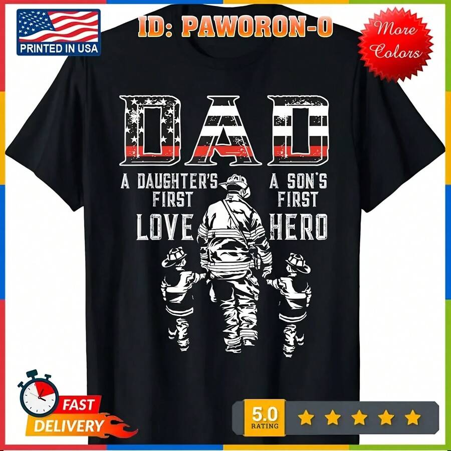 Dad Daughter Love Son Hero Fireman Dad Fathers Day T-Shirt - 款式 - 查看 1