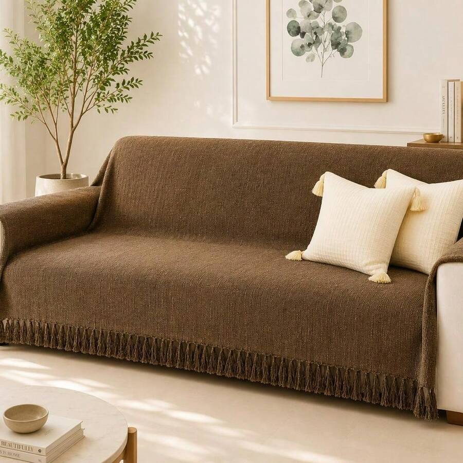 Giant Sofa Throw Blanket 4.00 X 1.70 XGG Soft Cotton Decorative Luxury - Mixed Chocolate, 4 Meters - View 1