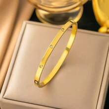 1 pieza Pulsera de acero inoxidable con diamantes de imitación de triple hilera que no se decoloran, diseño exclusivo, elegante y versátil con un toque de lujo. - Tres filas de pulseras estrelladas - Ver 3