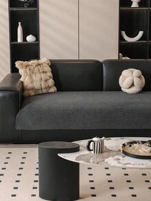 1pc Minimalist Chenille Solid Color Sofa Cushion, 1/2/3/4 Seater Sofa Seat Pad, Armrest & Backrest Cover, Non-Slip, Suitable For All Seasons - Grey - View 4