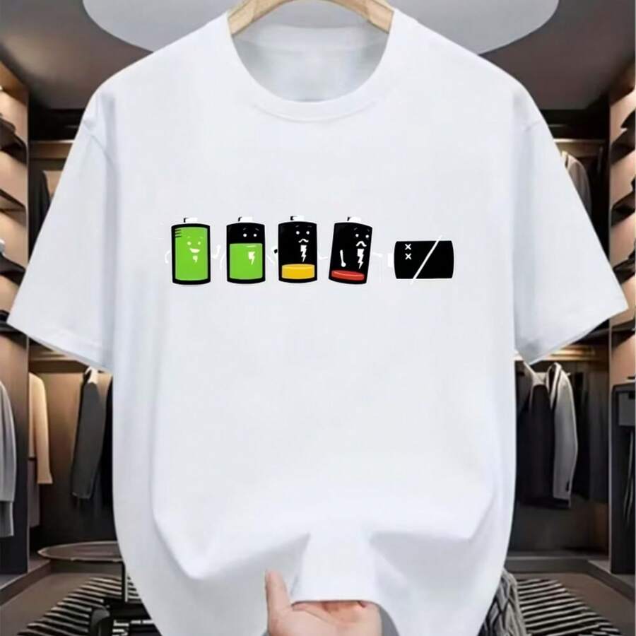 Printed T-Shirt For Men And Women - 白色 - 查看 1