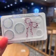 Sparkling Crystal Bowknot Base Camera Lens Film, With Shiny Lens Frame, Suitable For IPhone 17 Pro Max/17 Pro - Pink - View 4