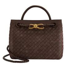 BV Bottega Bang Bang, bolso de mujer de cuero genuino tejido a mano de Andiamo Clutch Campana, bolso de mujer tejido a la moda 2026, bolso bandolera de gamuza, bolso de mano vintage, bolso de hombro de gran capacidad para uso diario. - Marrón ante - Ver 3
