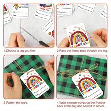 50PCS Teacher Appreciation Gift Tags With Hemp Rope - 5 Designs Colorful "Best Teacher Ever" Thank You Tags, Cute School Supplies Paper Tags For Teacher's Day, Graduation & Back To School Gift Wrapping - A - View 6