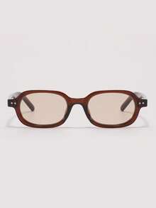 Visivana 1 Pair Women's Oval Retro Small Frame Thick Rivet Versatile Street Style Fashion Glasses, Suitable For Parties, Gatherings, And Runway - Multicolor - View 1