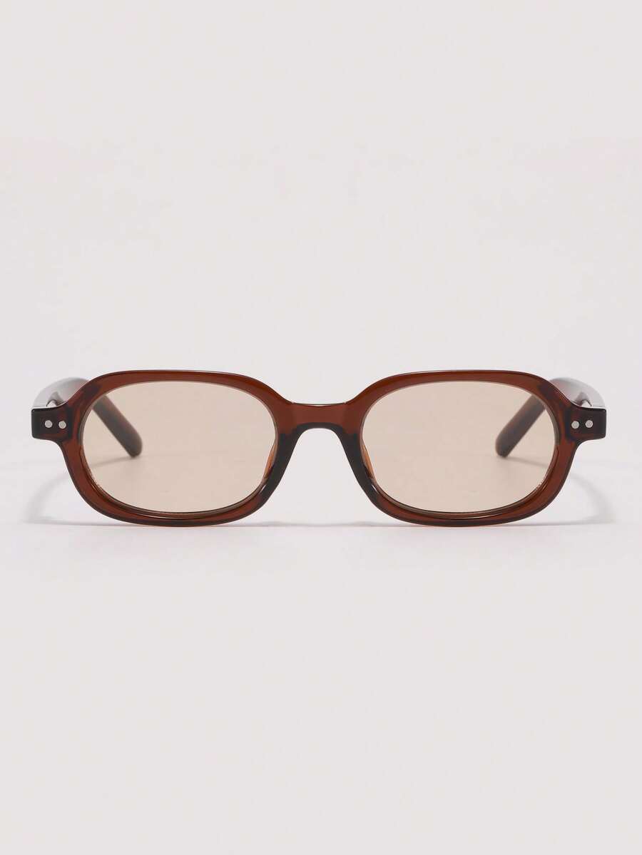Visivana 1 Pair Women's Oval Retro Small Frame Thick Rivet Versatile Street Style Fashion Glasses, Suitable For Parties, Gatherings, And Runway - Multicolor - View 1