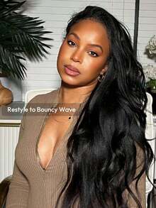 bling hair Perruque ondulée en V, densité 180 %, longueur 45–80 cm, cheveux humains brésiliens, coupe en V avec cordon de serrage, pour femmes, idéale pour les débutantes. - Natural Black - Voir 3