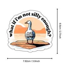 1PC 3Inch 1PC 3In" What If I'm Not Silly Enough Sticker Featuring A Goose Staring Into A Sunset Over A Dock, Perfect For Students, Creatives, Mental‑Health Cuties, Nature Lovers, And Anyone Who Has Ever Wondered Whether They're Living Up To Their Own Silliness Potential - A - View 8
