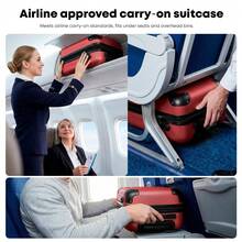 YONSLY 16 Inch Suitcase With Detachable Wheels 360° Combination Lock Double Zipper Soft Rubber Handle Trolley Travel Suitcase For Vacation - 紅色 - 查看 3