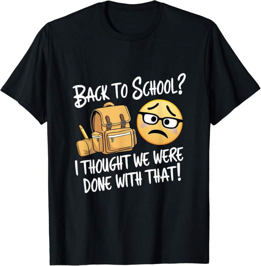 De Volta às Aulas - Camiseta Unissex Divertida para Estudantes Relutantes - Preto - Ver 1