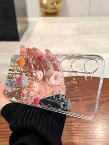 1 pieza Funda de teléfono suave y romántica con estampado floral de moda compatible con Huawei Honor, Galaxy A04e/12/A13/A14/A34/A50/A52/A53/A54/S21/S22/S23/S24/S25/S25Ultra/S25FE/S26/S26 PLUS/S26 ULTRA/S26 EDGE, 6A/7A/8A, 12T/13T/15T/15T Pro - transparente - Ver 3