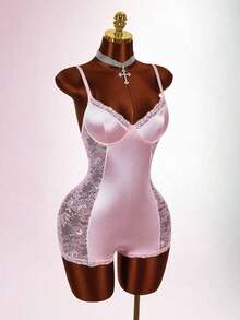 Mono Sexy con Encaje y Parches para Mujer de - Rosa 2 - Ver 8